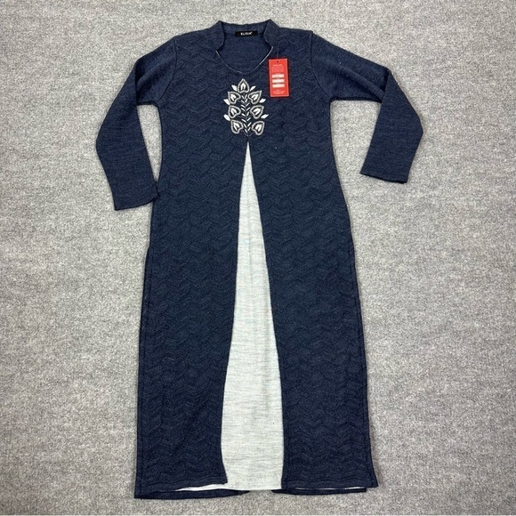 Elisia  Dress Sweater Sz S Long Slits Knit NWT - Picture 8 of 14